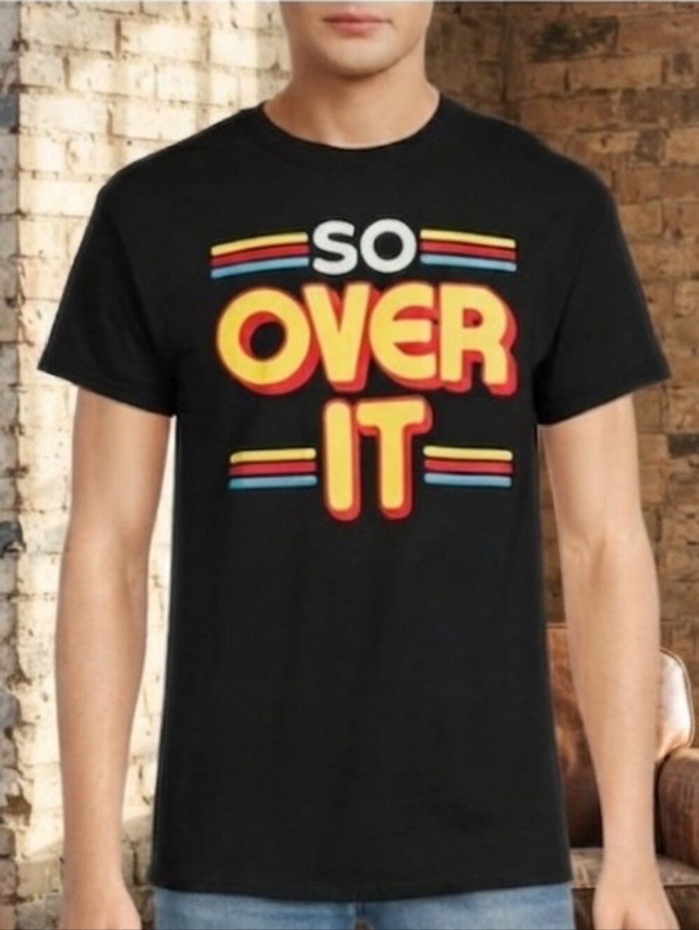 So Over It Black Retro Look Men T-Shirt